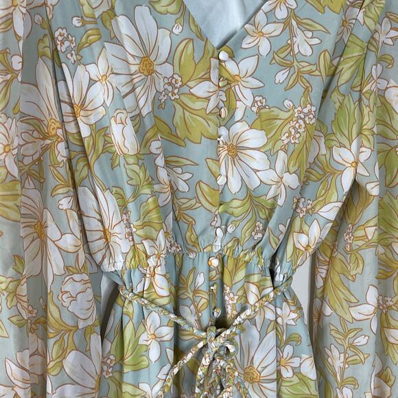 RACHEL PARCELL  FLORAL PRINT LONG SLEEVE CHIFFON MIDI DRESS SIZE M - Picture 5 of 11